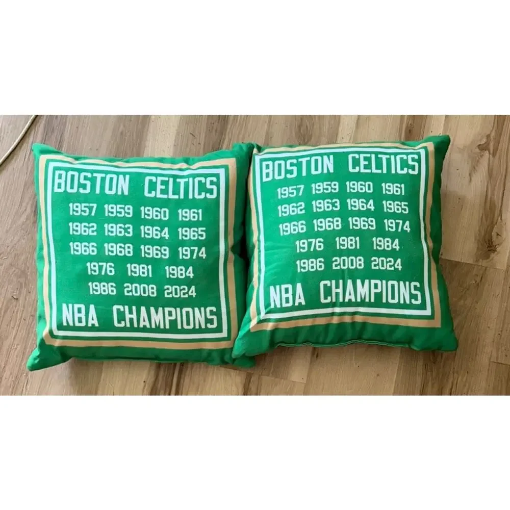 Set of 2 Boston Celtics 18-Time NBA Champions 18” Throw Pillows New Green